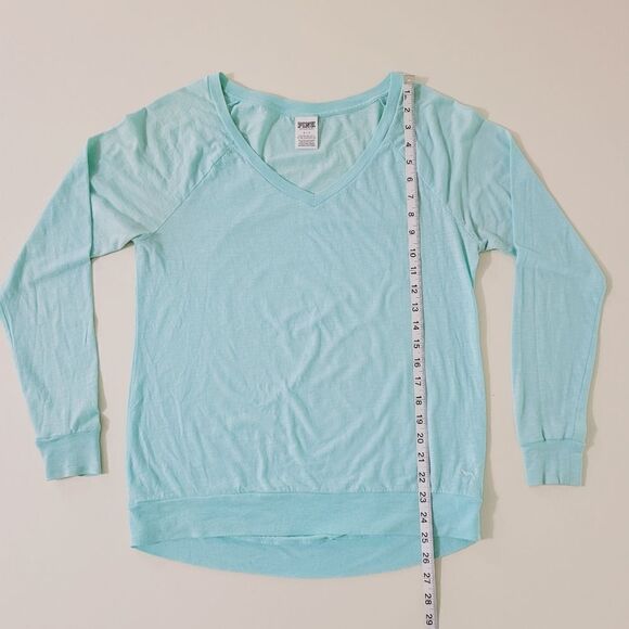 Pink Victoria's Secret Aqua Long Sleeve V-Neck Top - Picture 4 of 10